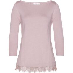 Sweter z koronkowymi wstawkami bonprix matowy jasnoróżowy. Swetry marki bonprix. Za 79.99 zł.