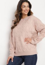 Jasnoróżowy Sweter o Luźnym Kroju i Wzorzystym Splocie ze Ściągaczami Elondrae. Czerwone swetry Born2be, na zimę, bez wzorów, ze splotem, bez ramiączek. W wyprzedaży za 135.99 zł.