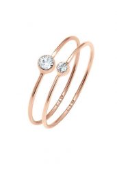 Elli Komplet damski Elegancki zestaw podstawowy z kryształami wykonany ze srebra próby 925 Sterling Silver Pierścionki 1 ct Damski. Szare pierścionki Elli, srebrne. Za 373.99 zł.