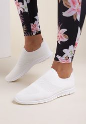 Białe Buty Sportowe Daphimilia. Białe buty sportowe lifestyle Renee, bez wzorów, bez zapięcia. W wyprzedaży za 29.99 zł.