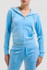 JUICY COUTURE Błękitna bluza Robertson Hoodie. Niebieskie bluzy Juicy Couture, s, bez wzorów, bez ramiączek, bez kaptura. W wyprzedaży za 362.99 zł.
