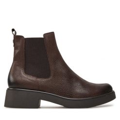 Botki Caprice. Brązowe botki Caprice, bez wzorów, bez obcasa, na płaskiej podeszwie, bez zapięcia. Za 279.99 zł.