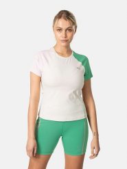 KARI TRAA Koszulka sportowa "Linnea" w kolorze jasnoróżowo-zielono-kremowym rozmiar: XS. Brązowe t-shirty sportowe Kari Traa, xs, bez wzorów, z materiału, bez ramiączek, outdoorowe. Za 123.53 zł.