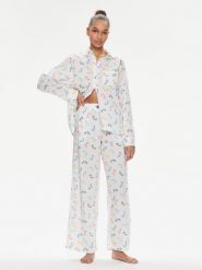 DKNY Piżama YI90008 Biały Regular Fit. Białe piżamy DKNY, xs, bez wzorów, z bawełny, bez kołnierzyka, bez ramiączek. Za 619.99 zł.
