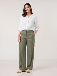 Gerry Weber Lniane spodnie w kolorze khaki rozmiar: 40. Brązowe spodnie materiałowe Gerry Weber, bez wzorów, ze lnu, z podwyższonym stanem. Za 206.42 zł.