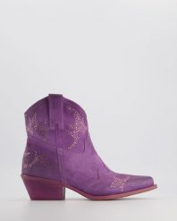 ZAMSZOWE KOWBOJKI DX516 ING LILLA. Botki Venezia, bez wzorów, ze skóry, bez obcasa, bez zapięcia. Za 759.00 zł.