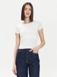 Gina Tricot T-Shirt 21319 Biały Slim Fit. Białe t-shirty Gina Tricot, xxl, bez wzorów, z wiskozy, bez kołnierzyka, bez ramiączek. Za 49.99 zł.