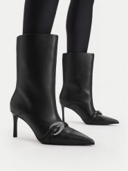Eva Minge Botki EO-LT9592-105 Czarny. Czarne botki Eva Minge, bez wzorów, ze skóry, bez obcasa, na szpilce, bez zapięcia. Za 579.99 zł.