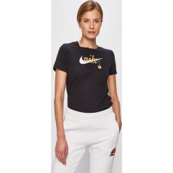 Nike Sportswear - T-shirt. Czarne t-shirty Nike Sportswear, bez wzorów, z bawełny, bez kołnierzyka, bez ramiączek. Za 119.90 zł.