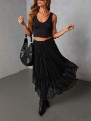 Milan Kiss Spódnica w kolorze czarnym rozmiar: S. Czarne spódnice Milan Kiss, na co dzień, s, bez wzorów, z koronki, maxi, asymetryczne. Za 165.99 zł.