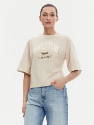 PINKO T-Shirt Niamey 104604 A2CS Beżowy Regular Fit. Brązowe t-shirty Pinko, m, bez wzorów, z bawełny, bez kołnierzyka, bez ramiączek. Za 359.99 zł.