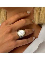 DI GIORGIO Srebrny pierścionek z masą perłową rozmiar: 58. Brązowe pierścionki DI GIORGIO, z perłą, srebrne. Za 418.45 zł.