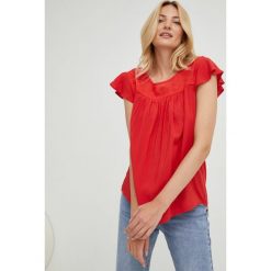 Answear Lab bluzka kolor czerwony. Czerwone bluzki Answear Lab, l, bez wzorów, bez kołnierzyka, bez ramiączek. Za 89.99 zł.