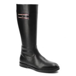 Czarne Kozaki Damskie Tommy Hilfiger Eleganckie Skórzane Buty. Czarne kozaki Tommy Hilfiger, bez wzorów, ze skóry, eleganckie, bez obcasa, na płaskiej podeszwie, bez zapięcia. Za 620.99 zł.