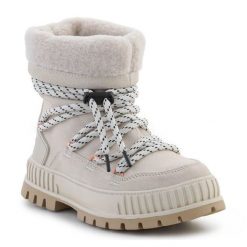 Śniegowce Damskie Palladium Pallashock Hiver 94349-175-M beżowe beżowy. Brązowe śniegowce bez wzorów, ze skóry, bez zapięcia. Za 872.66 zł.