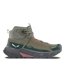 Damskie buty trekkingowe Salewa Pedroc Leather ID Ptx. Zielone trekkingi Salewa, bez wzorów, ze skóry, bez zapięcia, do biegania. Za 703.00 zł.