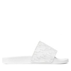 Klapki KARL LAGERFELD. Białe klapki KARL LAGERFELD, bez wzorów, bez obcasa, bez zapięcia. Za 269.99 zł.