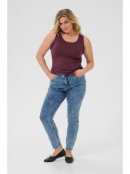 KAFFE curve Top w kolorze bordowym rozmiar: M. Czerwone topy KAFFE curve, m, bez wzorów, z koronki, bez kołnierzyka, bez ramiączek. Za 69.99 zł.