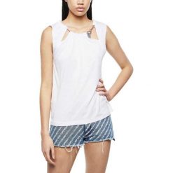 Koszulka turystyczna damska Diesel Kaena. Białe t-shirty sportowe Diesel, bez wzorów, z wiskozy, bez ramiączek. Za 161.70 zł.