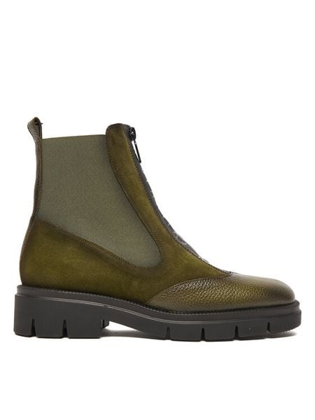 Hispanitas Botki HI254302 Zielony. Zielone botki Hispanitas, bez wzorów, ze skóry, bez obcasa, na płaskiej podeszwie, bez zapięcia. Za 699.99 zł.