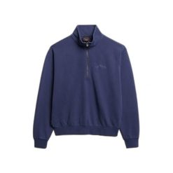 Sweter z logo i kołnierzykiem tunisijskim dla kobiet Superdry Essential. Niebieskie swetry Superdry, na zimę, bez wzorów, bez ramiączek. Za 327.70 zł.