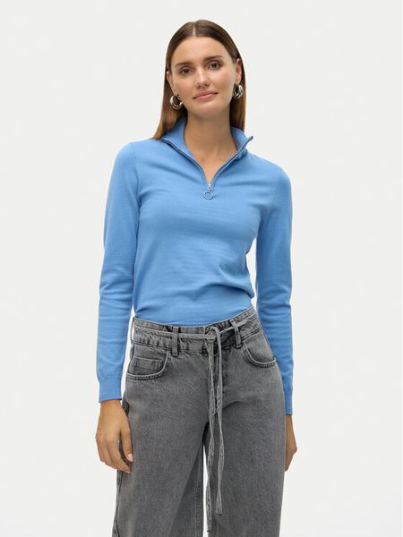 Vero Moda Sweter Happiness 10317993 Niebieski Slim Fit. Niebieskie swetry Vero Moda, l, bez wzorów, z syntetyku, bez ramiączek. Za 79.99 zł.