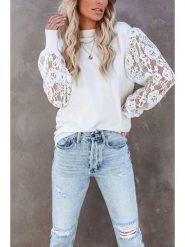 Milan Kiss Bluzka w kolorze białym rozmiar: S. Białe bluzki Milan Kiss, s, bez wzorów, z koronki, bez kołnierzyka, bez ramiączek. Za 130.99 zł.