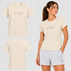 KOSZULKA DAMSKA 4F T-SHIRT SPORTOWY Z NADRUKIEM BAWEŁNIANY L F2743 SS26. Brązowe t-shirty sportowe 4f, l, bez wzorów, z bawełny, bez ramiączek, na fitness i siłownię. Za 126.00 zł.