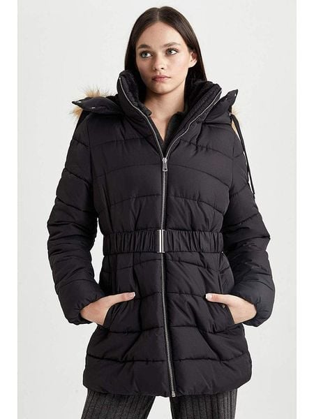 DeFacto Kurtka zimowa w kolorze czarnym rozmiar: M. Czarne kurtki DeFacto, na zimę, m, bez wzorów, z puchu, bez kaptura. Za 187.99 zł.