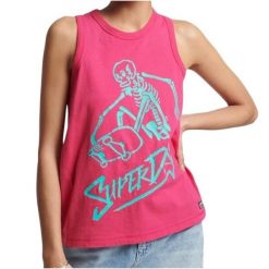 Koszulka turystyczna damska Superdry Vintage Cali Vest. Czerwone t-shirty sportowe Superdry, m, bez wzorów, z bawełny, bez ramiączek. Za 80.00 zł.