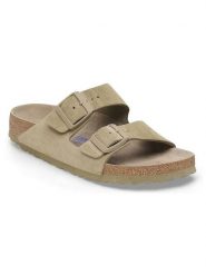 Birkenstock Skórzane klapki "Arizona" w kolorze beżowym rozmiar: 38. Brązowe klapki Birkenstock, bez wzorów, klasyczne, z otwartym noskiem, bez obcasa, bez zapięcia. Za 509.08 zł.