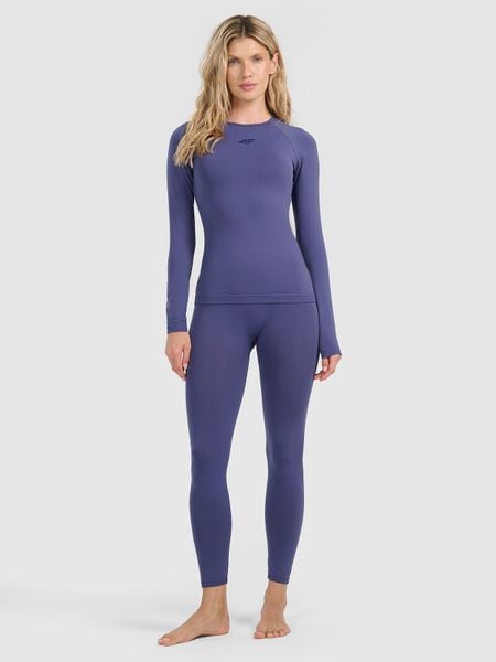 4F Bielizna termoaktywna bezszwowa (dół) damska - granatowa M/L. Niebieskia bielizna termoaktywna damska 4f, bez wzorów, z materiału, bez ramiączek, na fitness i siłownię. Za 129.99 zł.