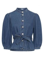 MOSS COPENHAGEN Bluzka dżinsowa "Rylan" w kolorze niebieskim rozmiar: L. Niebieskie bluzki Moss Copenhagen, l, bez wzorów, z bawełny, bez kołnierzyka, bez ramiączek. Za 222.41 zł.