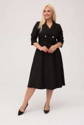 Elegancka czarna żakietowa sukienka Marietta XXL OVERSIZE. Czarne sukienki Moda Size Plus Iwanek, do pracy, l, bez wzorów, z elastanu, biznesowe, bez kołnierzyka, bez ramiączek, mini, oversize. Za 325.00 zł.