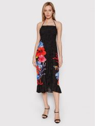 Desigual Sukienka letnia Pomelo 22SWMW20 Czarny Regular Fit. Czarne sukienki Desigual, l, bez wzorów, z wiskozy, bez kołnierzyka, bez ramiączek. Za 389.99 zł.