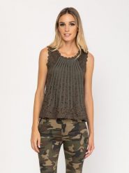 Tantra Top w kolorze khaki rozmiar: XL. Brązowe topy Tantra, xl, bez wzorów, z koronki, bez kołnierzyka, bez ramiączek. Za 83.62 zł.