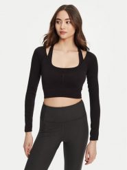 Guess Bluzka V5YP06 Z3OA0 Czarny Slim Fit. Czarne bluzki Guess, s, z aplikacjami, z poliamidu, bez kołnierzyka, bez ramiączek. Za 179.99 zł.