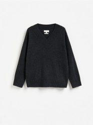 Wełniany sweter oversize - ciemnoszary. Szare swetry Reserved, l, bez wzorów, z wełny, bez ramiączek. Za 259.99 zł.