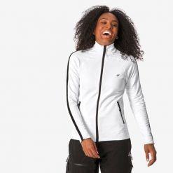 Bluza narciarska damska Quechua Mid L 900 seamless. Białe bluzy QUECHUA, l, bez wzorów, z elastanu, bez kaptura, narciarskie. Za 269.99 zł.