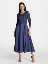 Swing Sukienka koktajlowa 5AI08900 Niebieski Regular Fit. Niebieskie sukienki Swing, bez wzorów, z syntetyku, wizytowe, bez kołnierzyka, bez ramiączek. Za 469.99 zł.