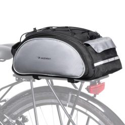 Torba rowerowa na bagażnik Wozinsky wodoodporna 13 L. Czarne torby podróżne Wozinsky, bez wzorów, z materiału, do ręki, duże. Za 109.99 zł.