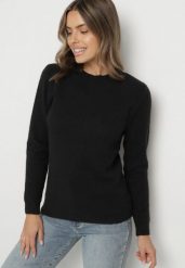 Czarny Sweter z Wełną w Klasycznym Stylu Firrive. Czarne swetry Born2be, bez wzorów, z jeansu, klasyczne, bez ramiączek. Za 59.99 zł.