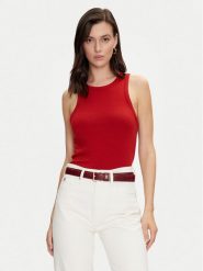 Tommy Hilfiger Top WW0WW38635 Czerwony Slim Fit. Czerwone topy Tommy Hilfiger, l, bez wzorów, z wiskozy, bez kołnierzyka, bez ramiączek. Za 129.99 zł.