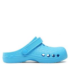 Klapki Dry Walker. Niebieskie klapki Dry Walker, bez wzorów, bez obcasa, bez zapięcia. Za 79.99 zł.