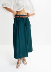 Spódnica maxi z paskiem (2 części). Zielone spódnice bonprix, bez wzorów, maxi. Za 139.99 zł.