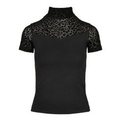 Koszulka damska Urban Classics flock lace turtleneck. Czarne t-shirty sportowe Urban Classics, bez wzorów, bez ramiączek, na golfa. Za 168.00 zł.