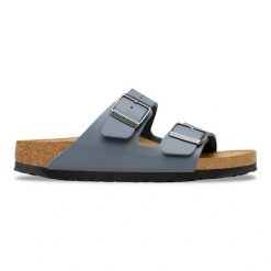 BIRKENSTOCK Arizona BF Basalt Gray Klapki damskie. Szare klapki Birkenstock, bez wzorów, z materiału, klasyczne, bez obcasa, bez zapięcia. Za 349.99 zł.