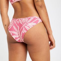 Dół kostiumu kąpielowego surfingowego damski Olaian Lulu Palmer. Czerwone bikini OLAIAN, bez wzorów, z elastanu, sportowe. W wyprzedaży za 14.99 zł.