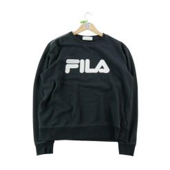 Second life - Sweter damski Y2K z okrągłym dekoltem Fila - Stan bardzo dobry. Czarne swetry Fila, l, bez wzorów, z materiału, eleganckie, bez ramiączek. Za 85.16 zł.