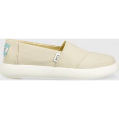 Toms tenisówki Alpargata Mallow kolor beżowy. Brązowe trampki TOMS, bez wzorów, bez zapięcia. W wyprzedaży za 274.99 zł.